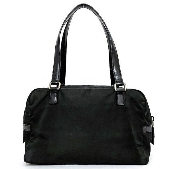 Prada Mini Boston Bag Handbag Leather Black Silver - Picture 3 of 9